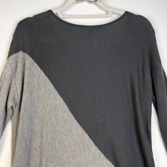 Grace Elements Tunic Women's Medium Black Gray Hi Low Hem Knit Top Sweater Work - Picture 5 of 7